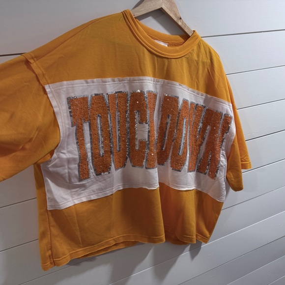 Fantastic Fawn Tops - Fantastic Fawn Orange Touchdown Crop Top